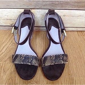 Johnston & Murphy open toe ankle strap heels